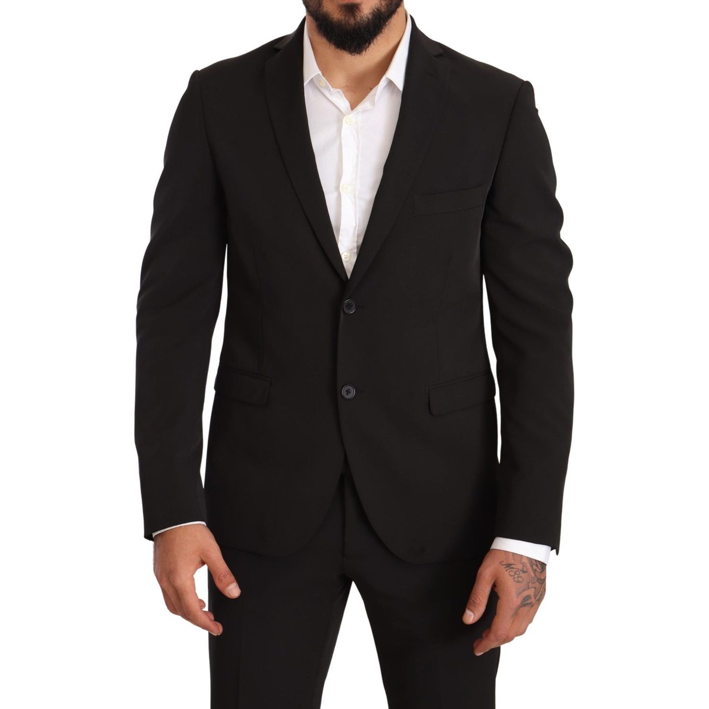 Domenico Tagliente Black Polyester Slim 2 Piece Set TAGLIENTE Suit