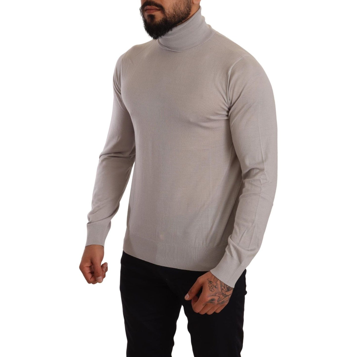 Dolce & Gabbana Gray Cashmere Turtleneck Pullover Sweater