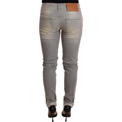 Acht Gray Cotton Slim Fit Folded Hem Women Denim Pant Jeans & Pants