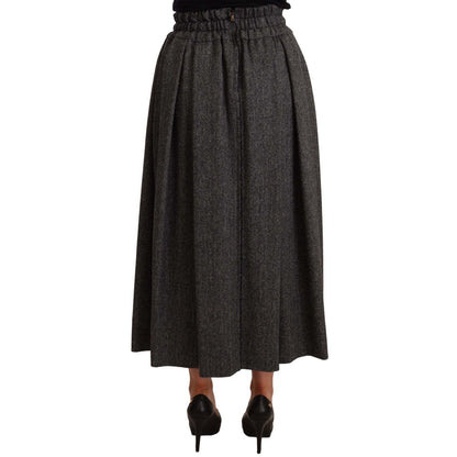 Dolce & Gabbana Gray Wool High Waist A-line PIECE Skirt