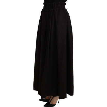 Dolce & Gabbana Black Wool High Waist Maxi PIECE Skirt WOMAN SKIRTS