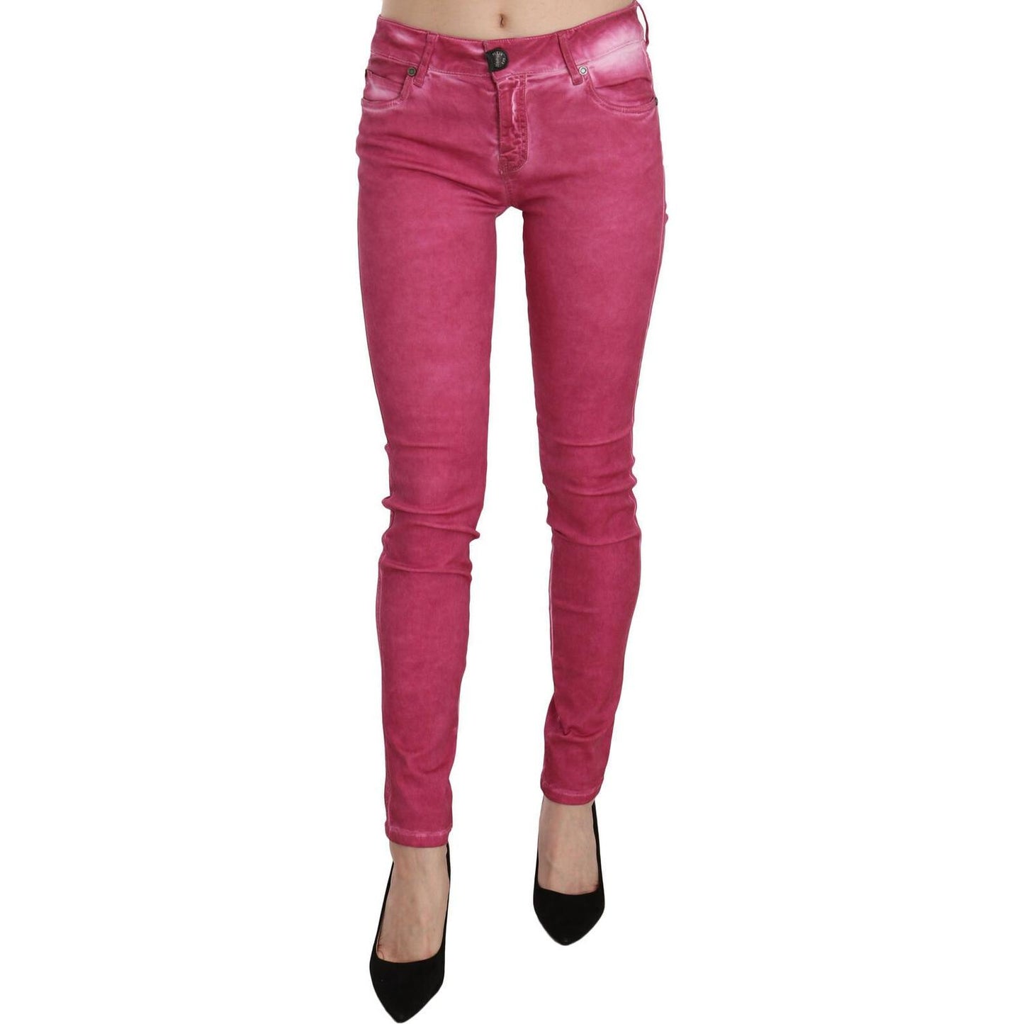 Dolce & Gabbana Pink Velvet Mid Waist Skinny Trouser Pants Jeans & Pants