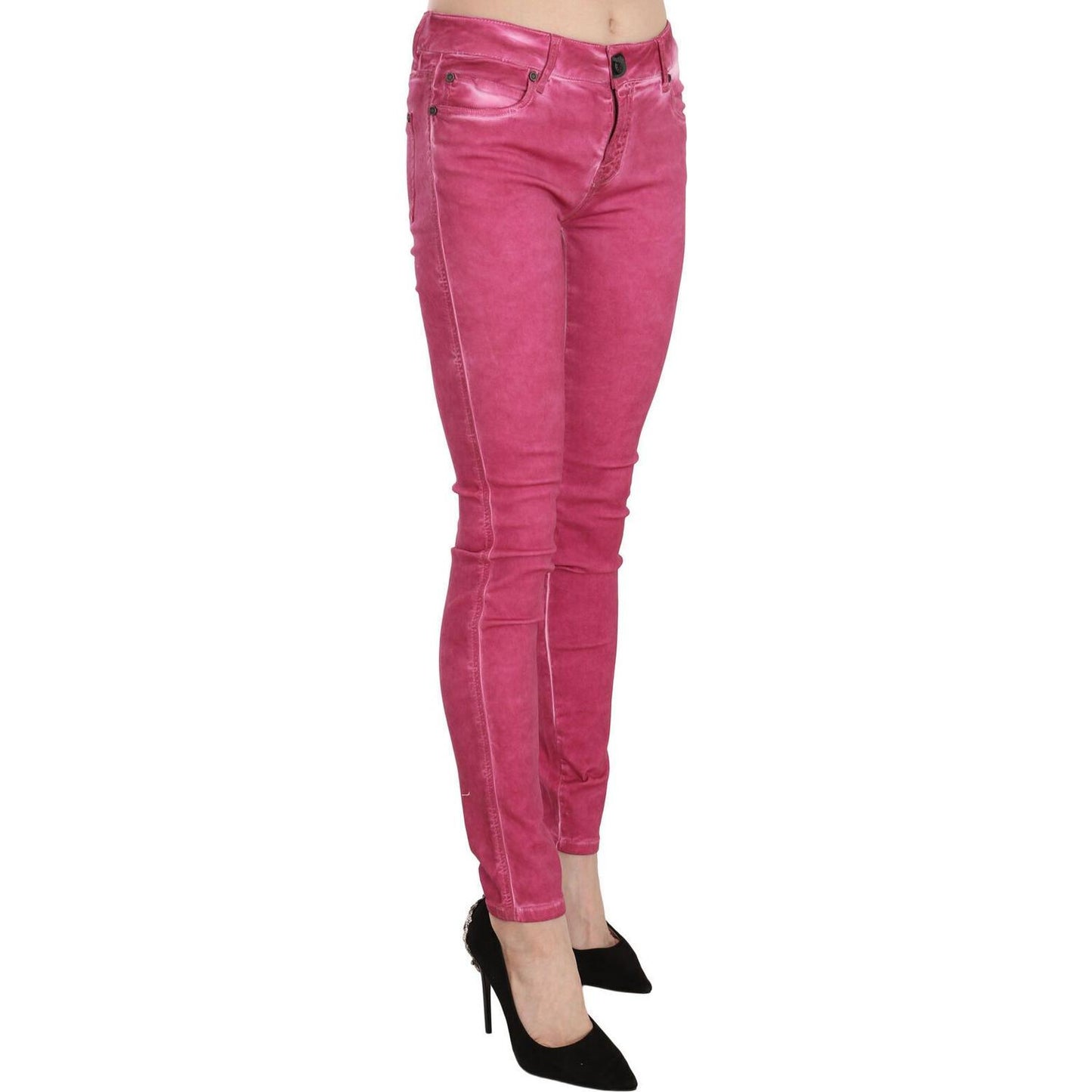 Dolce & Gabbana Pink Velvet Mid Waist Skinny Trouser Pants Jeans & Pants