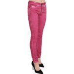 Dolce & Gabbana Pink Velvet Mid Waist Skinny Trouser Pants Jeans & Pants