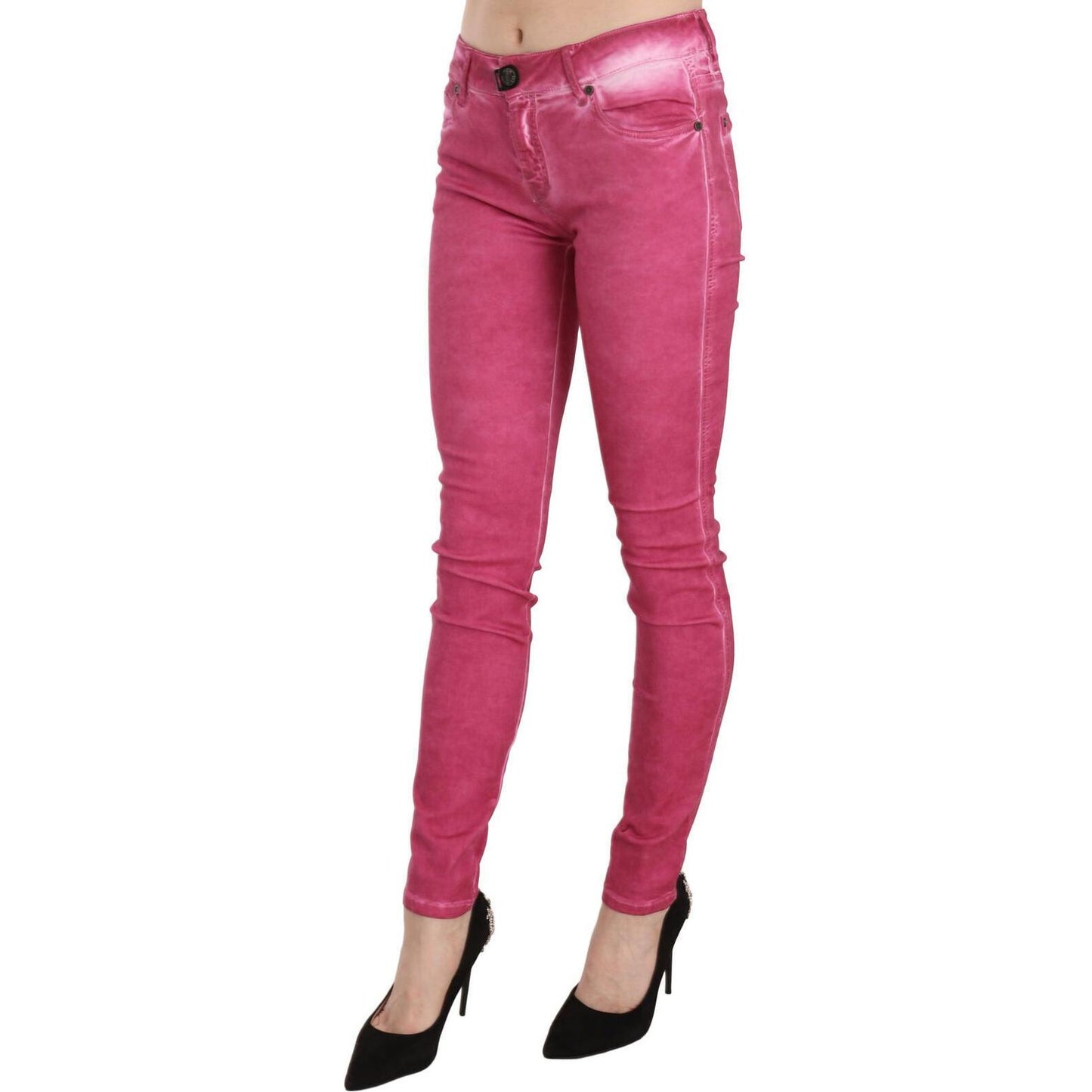 Dolce & Gabbana Pink Velvet Mid Waist Skinny Trouser Pants Jeans & Pants