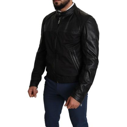 Dolce & Gabbana Black Nylon Full Zip Men Bomber Coat Jacket