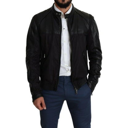 Dolce & Gabbana Black Nylon Full Zip Men Bomber Coat Jacket