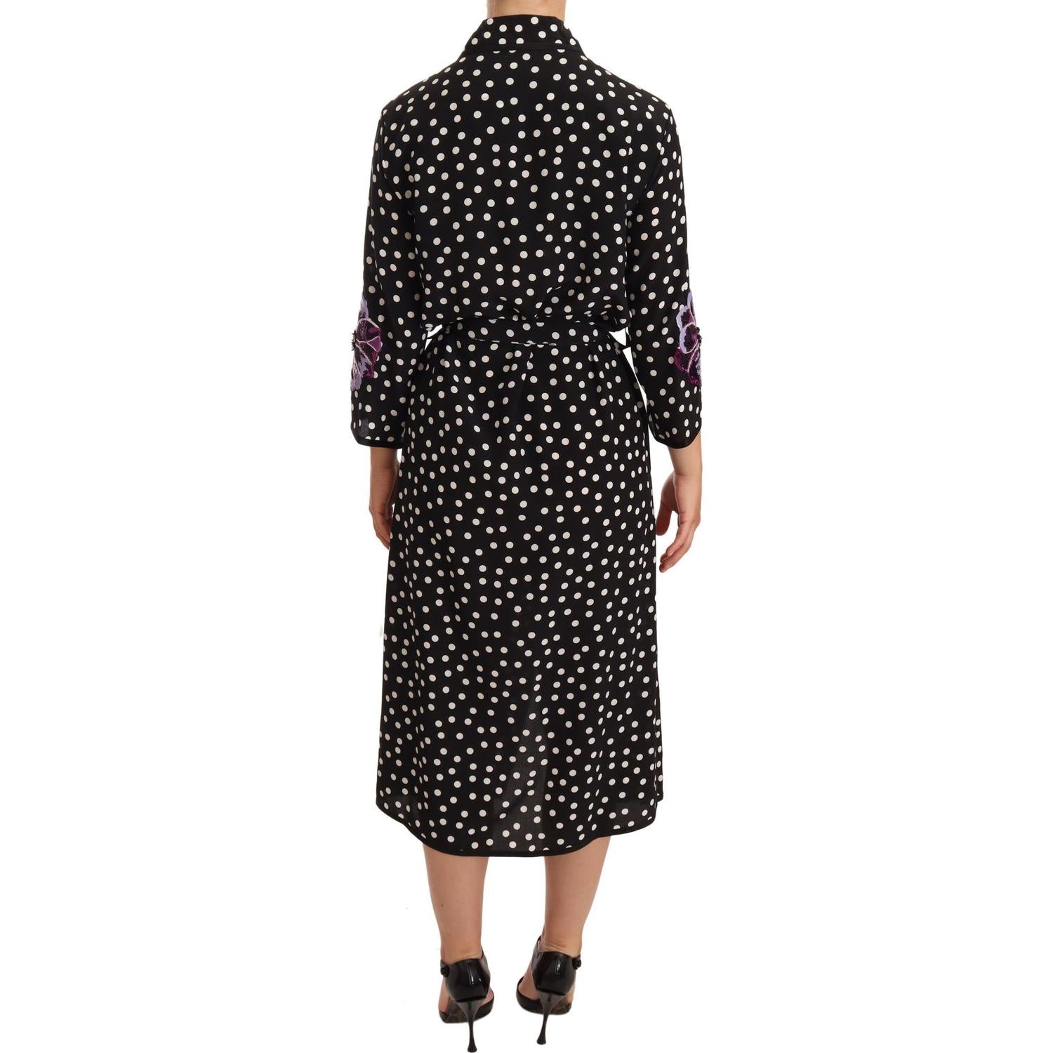Dolce & Gabbana Black White Crystal Sequined Floral Dress