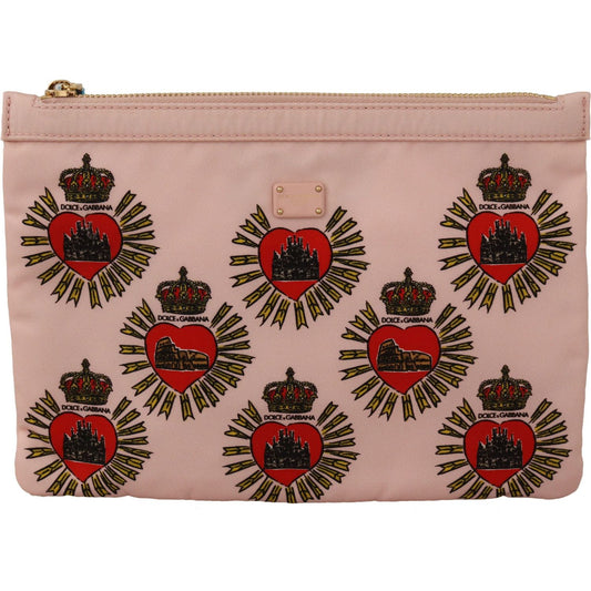 Dolce & Gabbana Clutch Pink D&G Logo Devotion Heart Toiletry Pouch Wallet WOMAN WALLETS