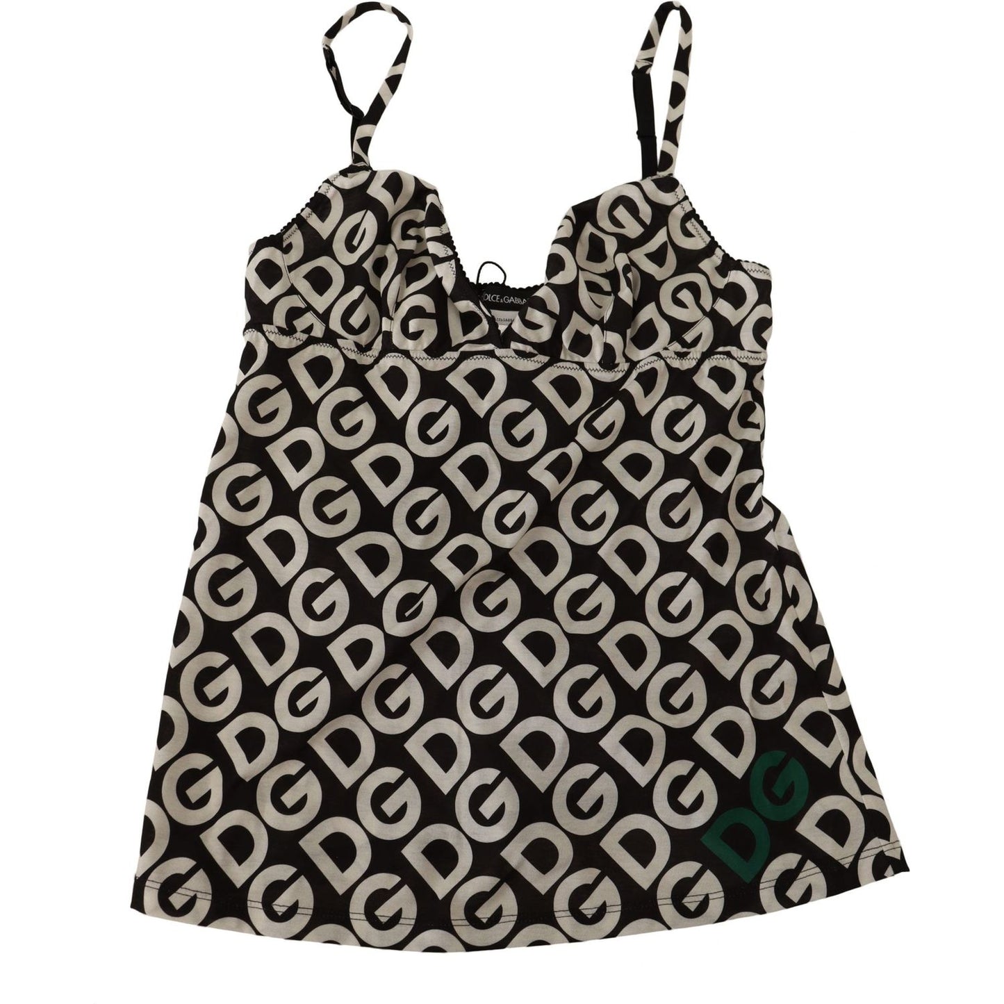 Dolce & Gabbana Black White Logo Print Camisole Top Underwear WOMAN SWIMWEAR
