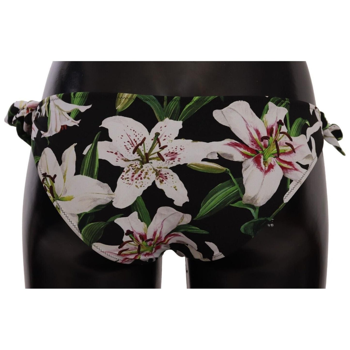 Dolce & Gabbana Bikini Bottom Black Lily Print Swimsuit Swimwear WOMAN SWIMWEAR