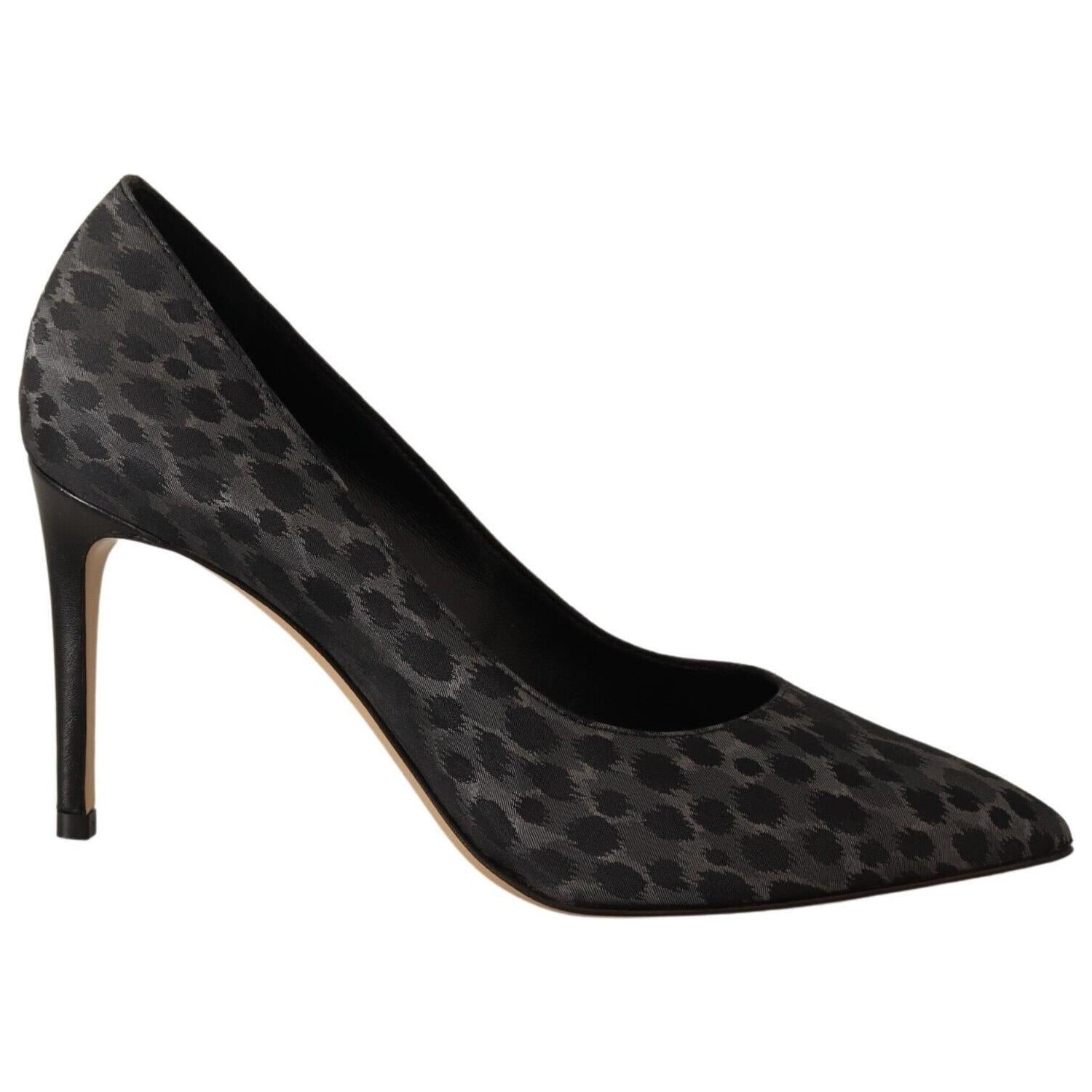 Sofia Black Leopard Leather Stiletto High Heels Pumps Shoes