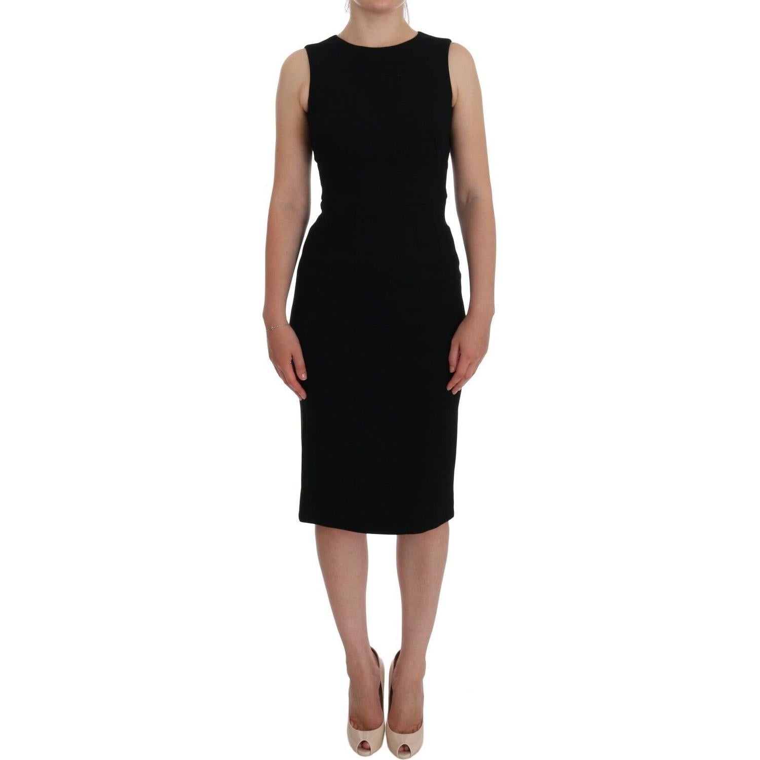 Dolce & Gabbana Black Stretch Crystal Sheath Gown Dress