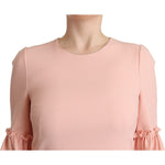 Dolce & Gabbana Pink Ruffled Sleeves Viscose Sheath Dress