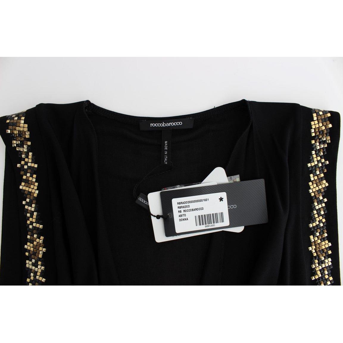 Roccobarocco Black Embellished Jersey Mini Sheath Short Dress Dresses