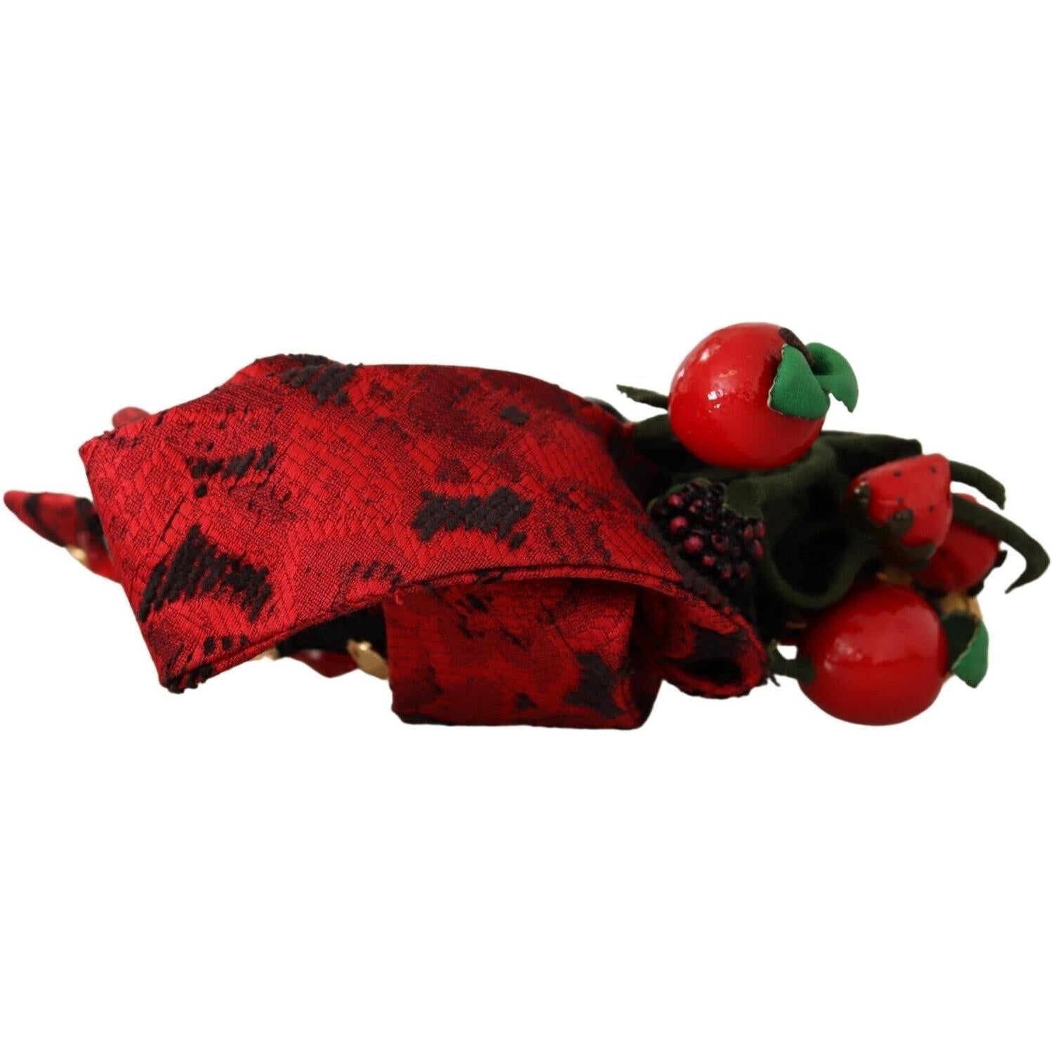 Dolce & Gabbana Red Tiara Berry Fruit Crystal Bow Hair Diadem Headband