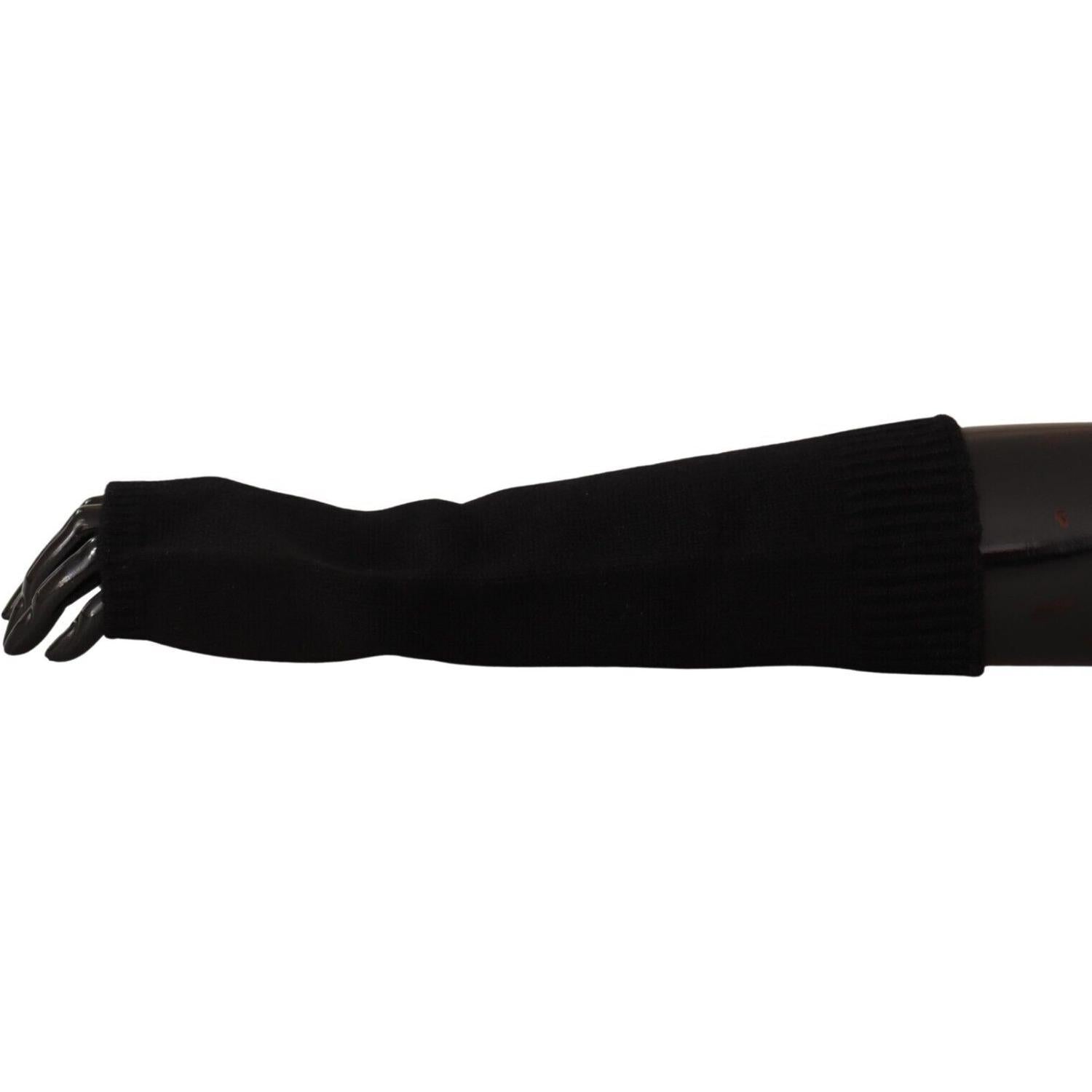 Dolce & Gabbana Black Knitted Fingerless Elbow Length Gloves