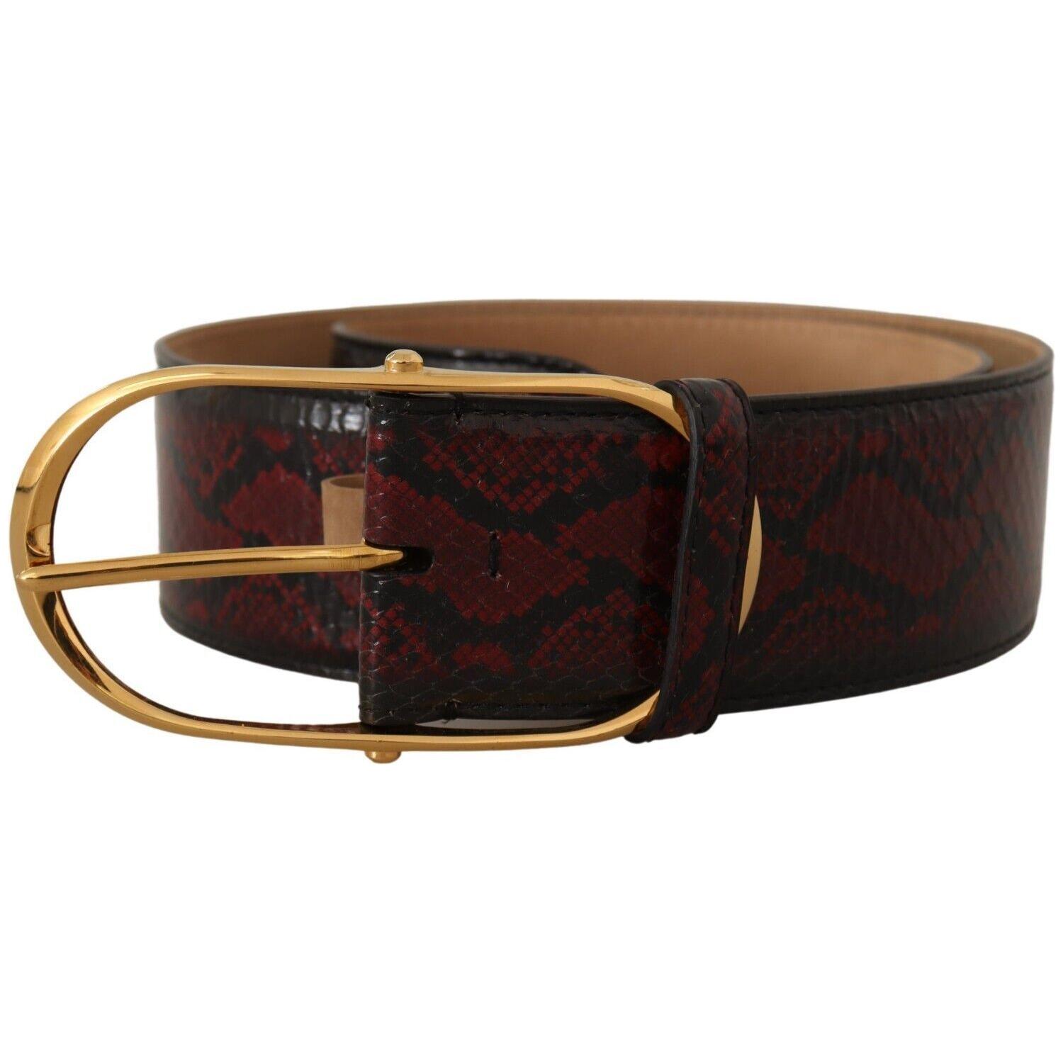Dolce & Gabbana Red Exotic Leather Gold Oval Buckle Belt