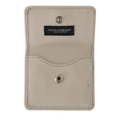 Dolce & Gabbana White Dauphine Leather Holder Pocket Wallet Condom Case