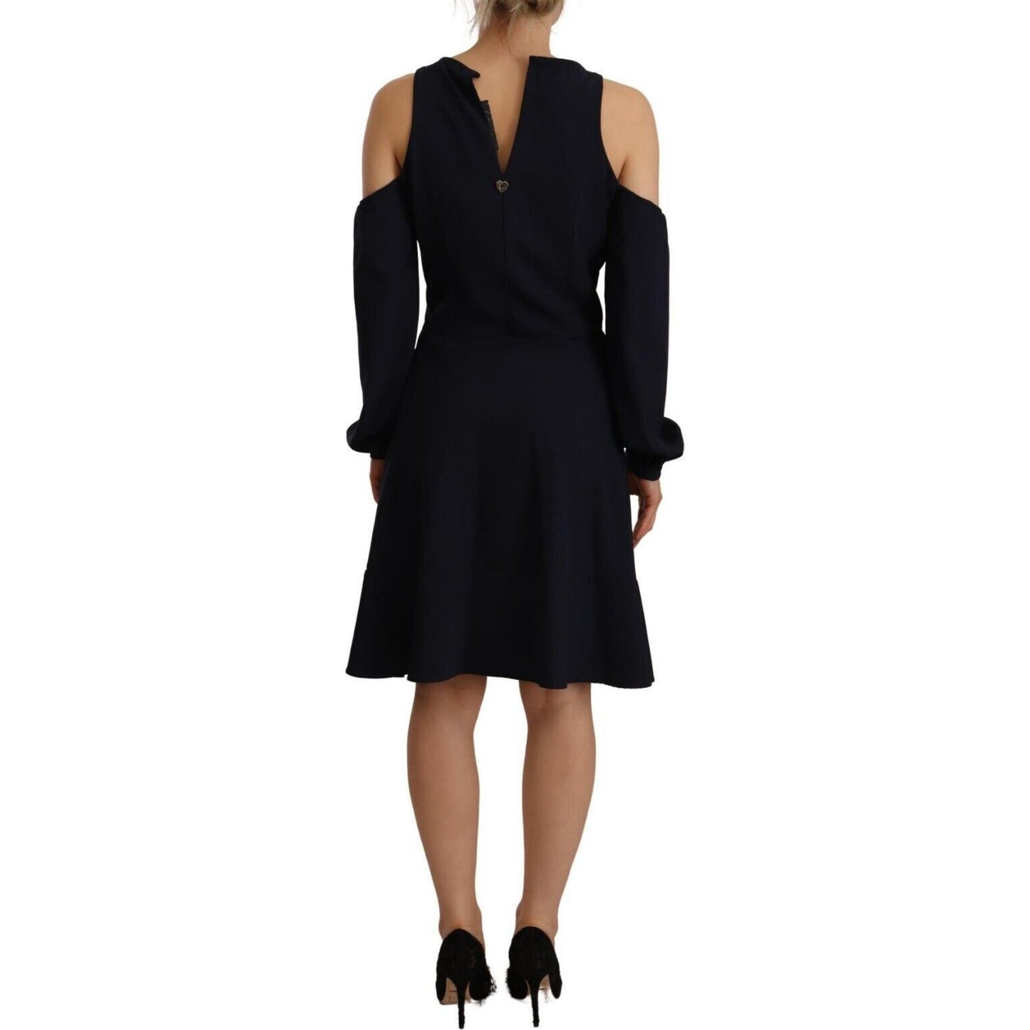 Twinset Black Long Sleeves Open Shoulder A-line Dress