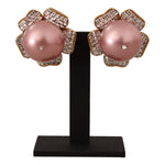 Dolce & Gabbana Gold Tone Maxi Faux Pearl Floral Clip-on Jewelry Earrings Earrings