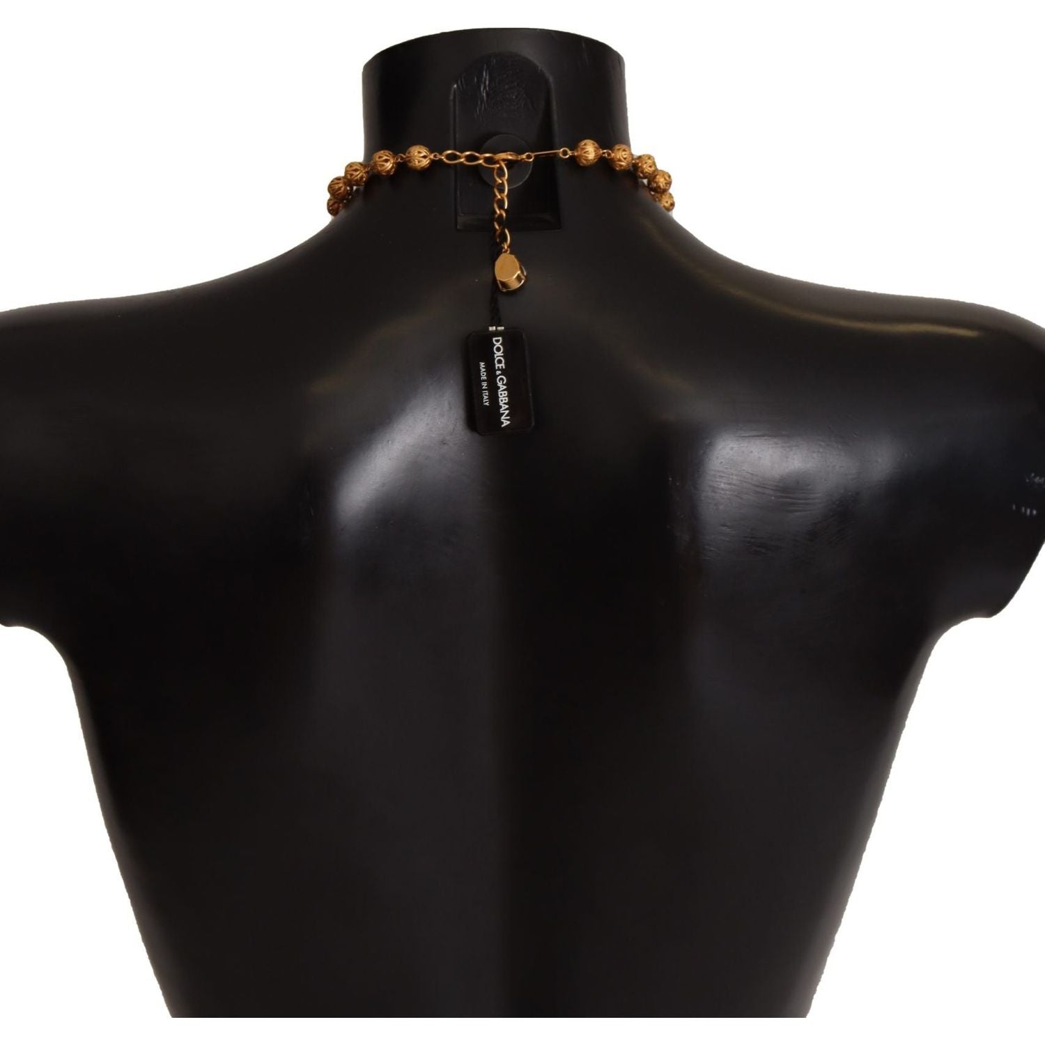 Dolce & Gabbana Gold Brass Carretto Sicily Statement Crystal Chain Necklace