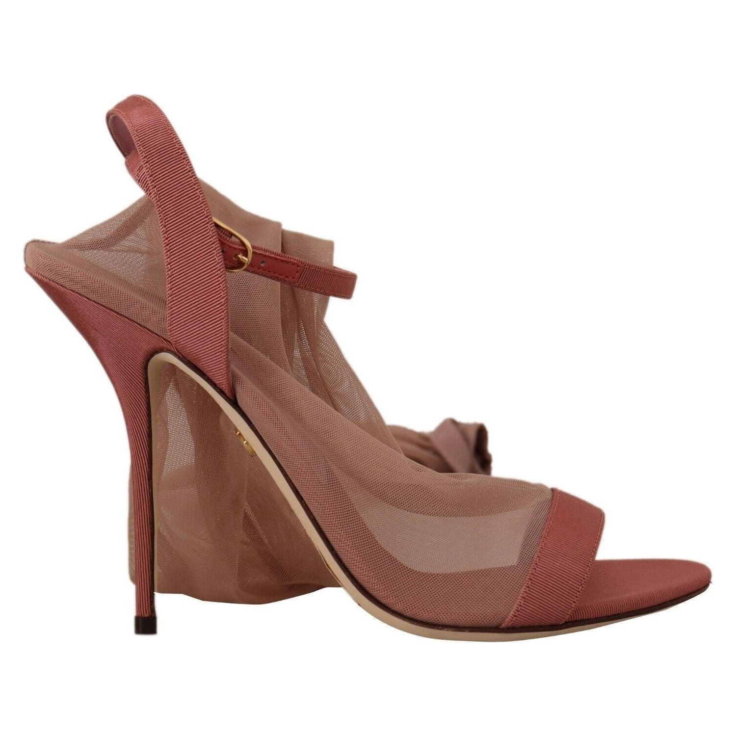 Dolce & Gabbana Pink Tulle Stretch Ankle Strap Sandals Shoes