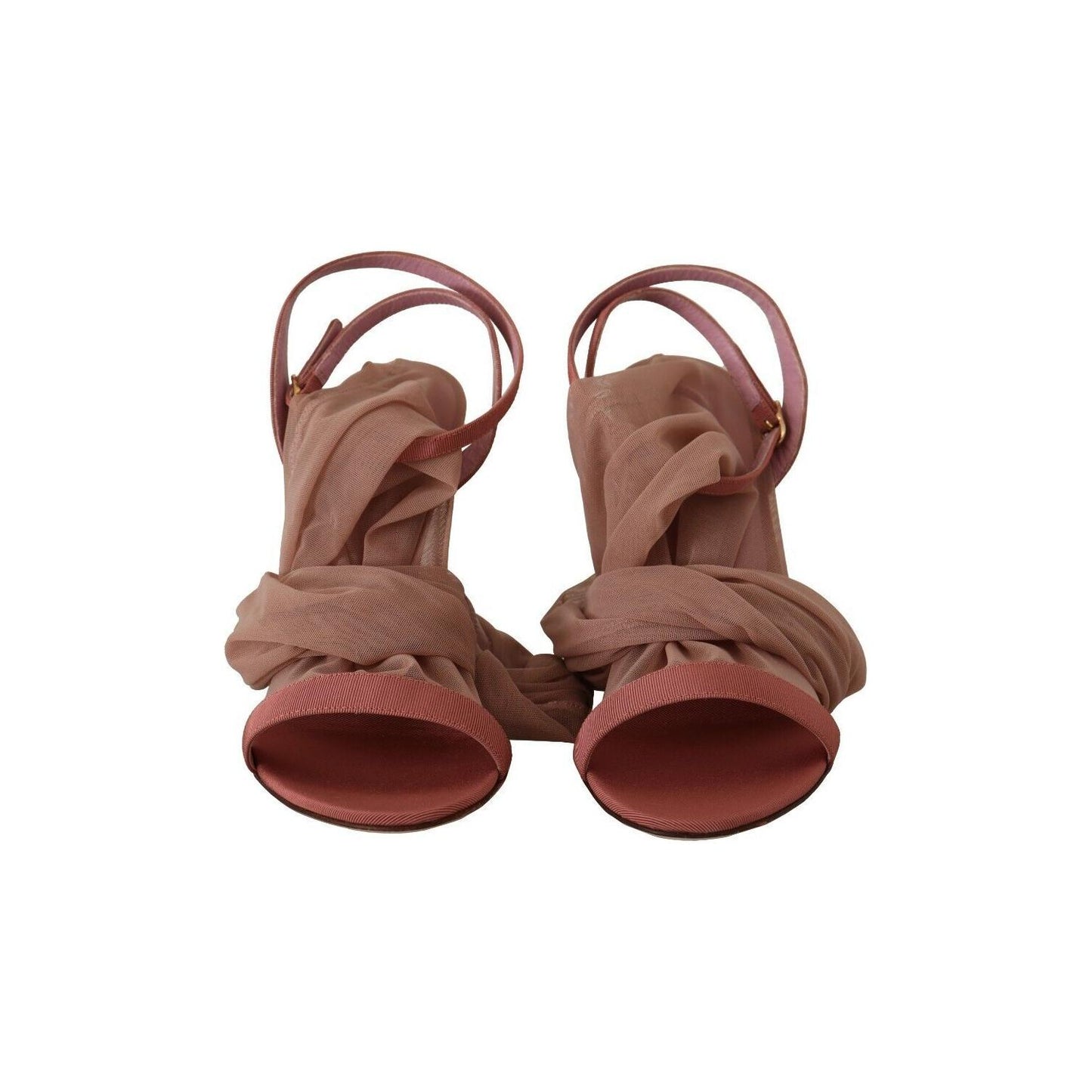Dolce & Gabbana Pink Tulle Stretch Ankle Strap Sandals Shoes