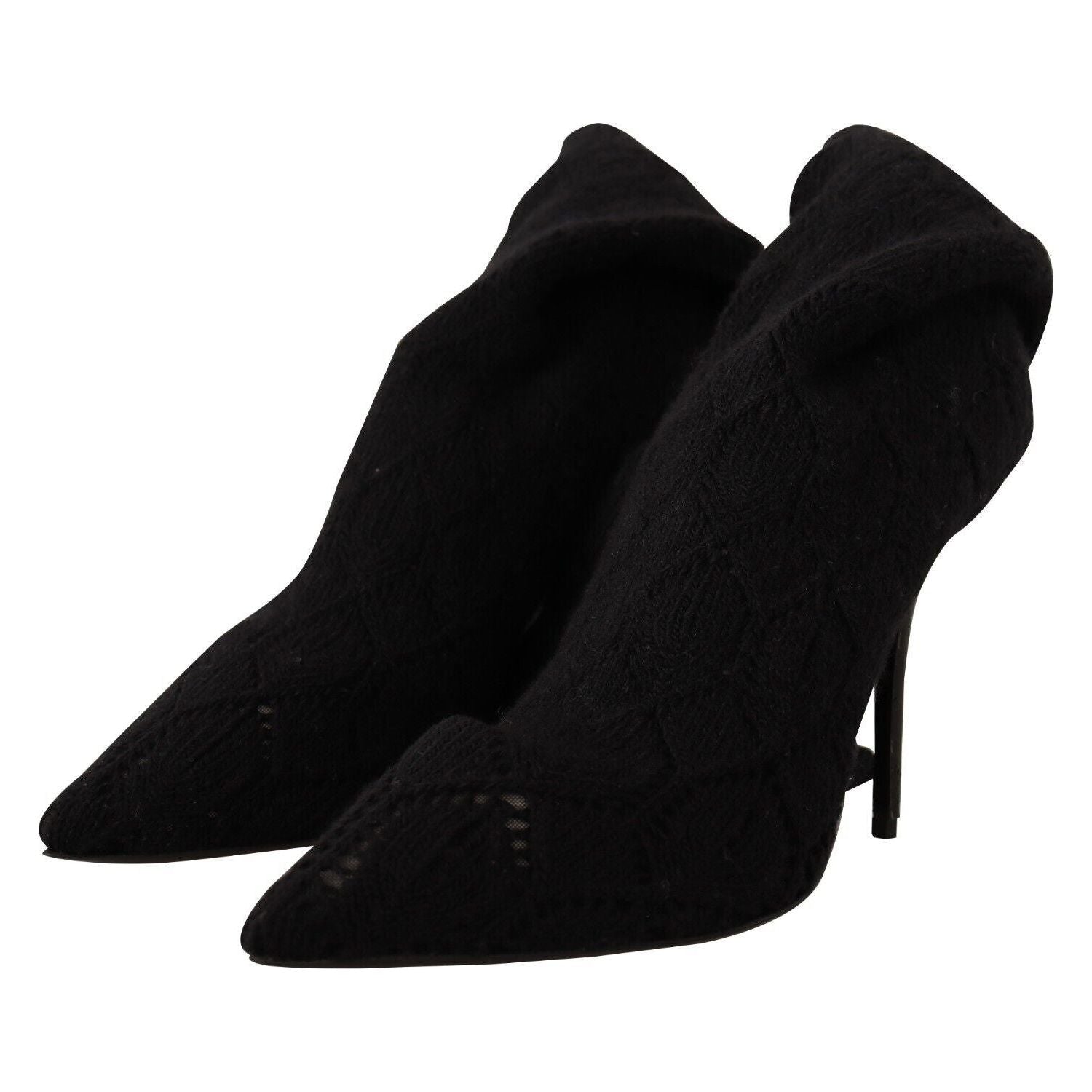 Dolce & Gabbana Black Stretch Socks Knee High Booties Shoes