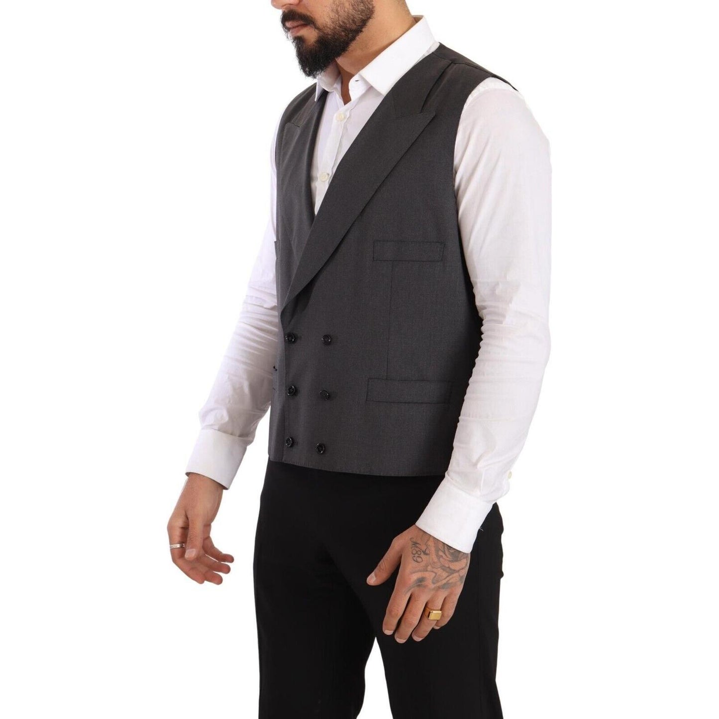 Dolce & Gabbana Gray Double Breasted 2 Piece SICILIA Blazer