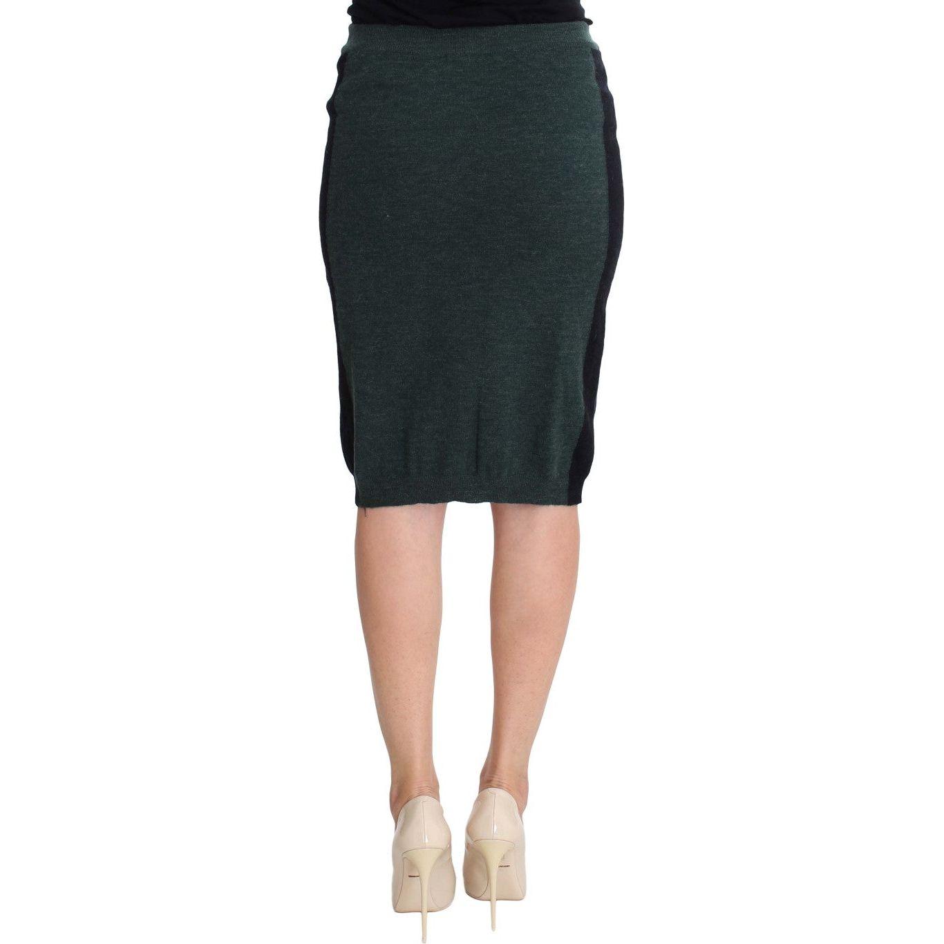 MILA SCHÖN Green Wool Blend Pencil Skirt