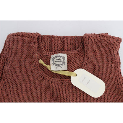PINK MEMORIES Red Cotton Blend Knitted Sleeveless Sweater