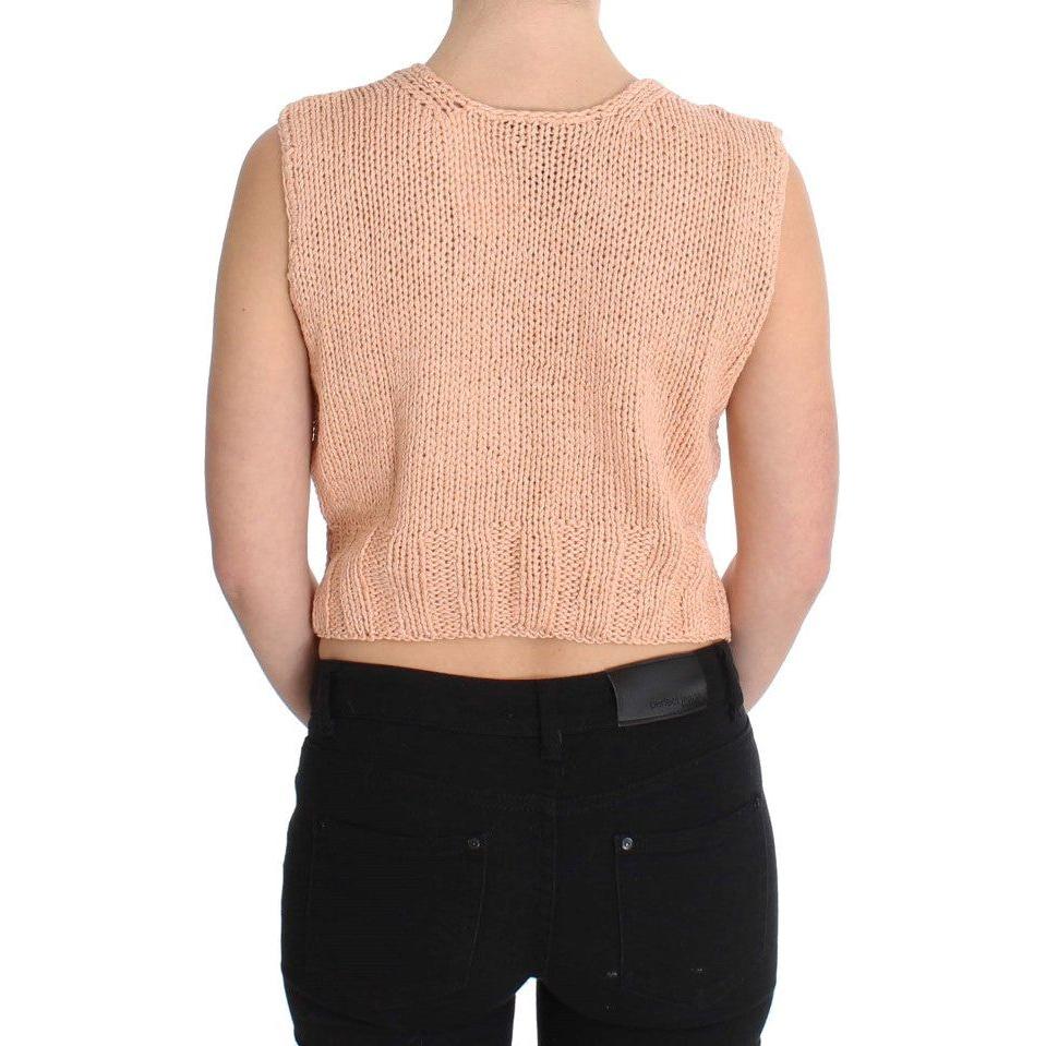 PINK MEMORIES Pink Cotton Blend Knitted Sleeveless Sweater