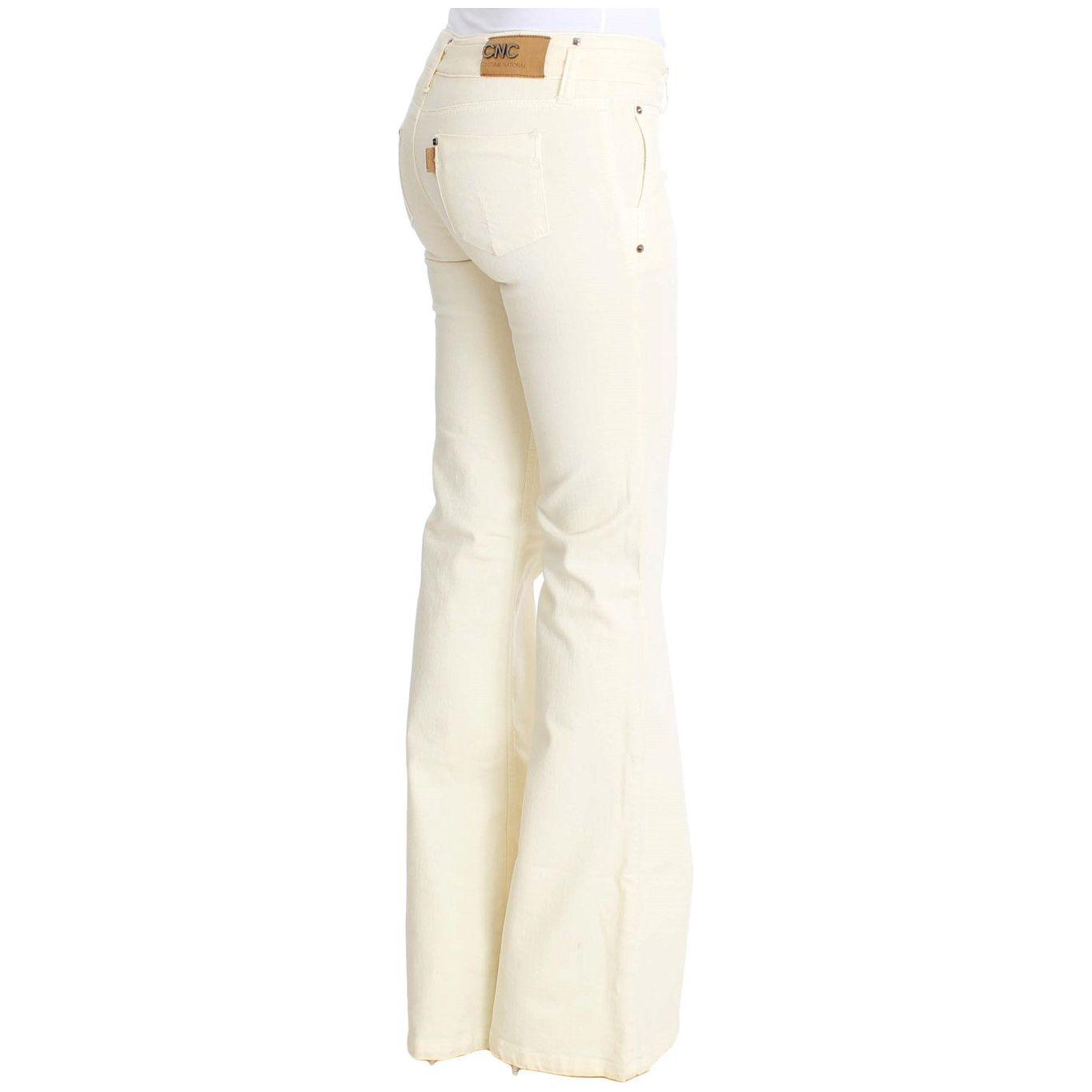 Costume National White Cotton Stretch Flare Jeans