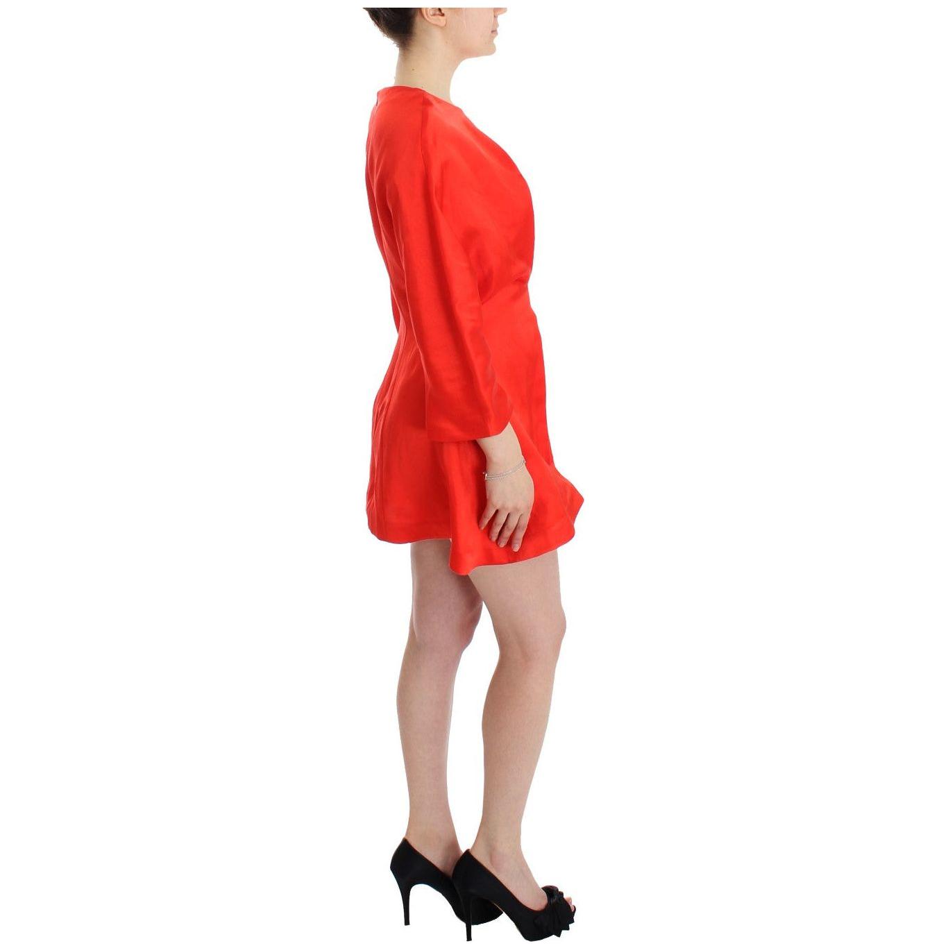 Fyodor Golan Red Mini Linen 3/4 Sleeve Sheath Dress