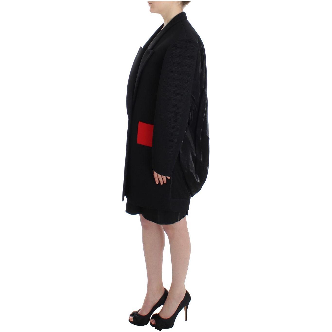 KAALE SUKTAE Black Coat Trench Long Draped Jacket Blazer