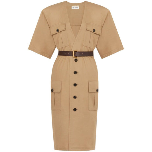Saint Laurent Cotton twill midi dress