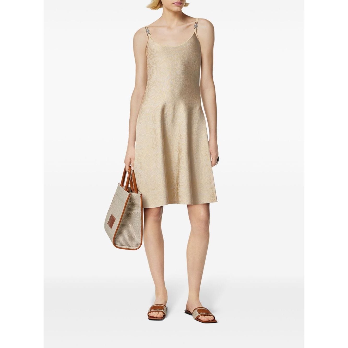 Versace Barocco jacquard flared mini dress