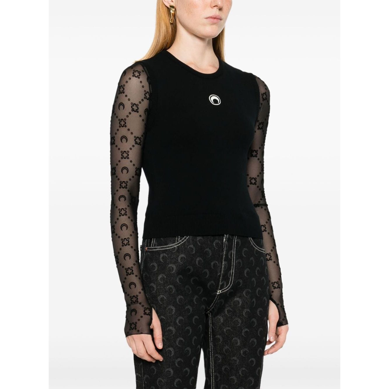 Marine Serre Crescent Moon-embroidered tank top