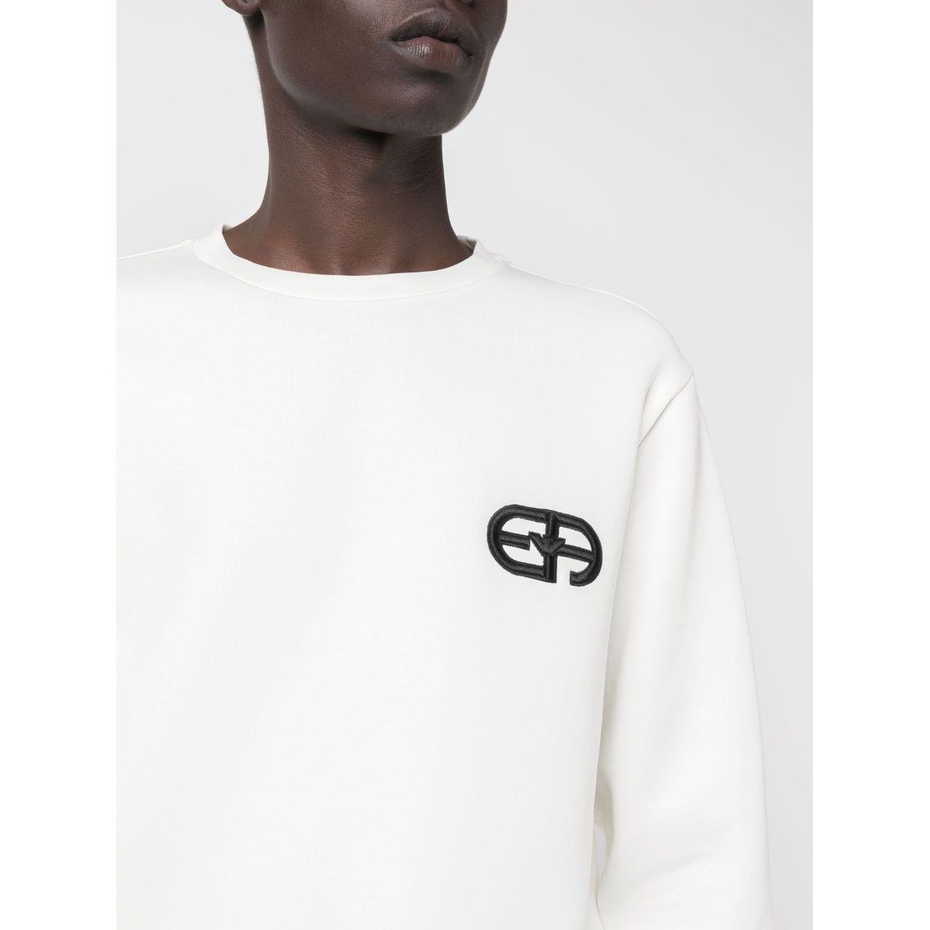 Emporio Armani Double-jersey sweatshirt with embossed embroidered EA logo