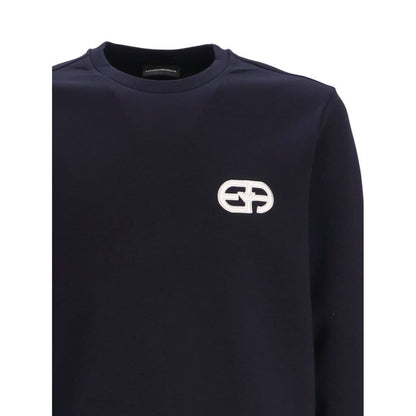 Emporio Armani Double-jersey sweatshirt with embossed embroidered EA logo
