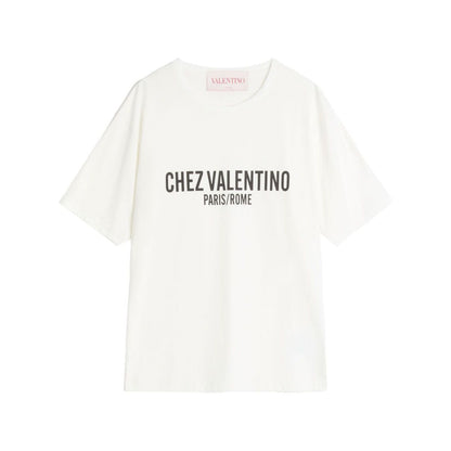 Valentino Cotton T-Shirt With Chez Valentino Print