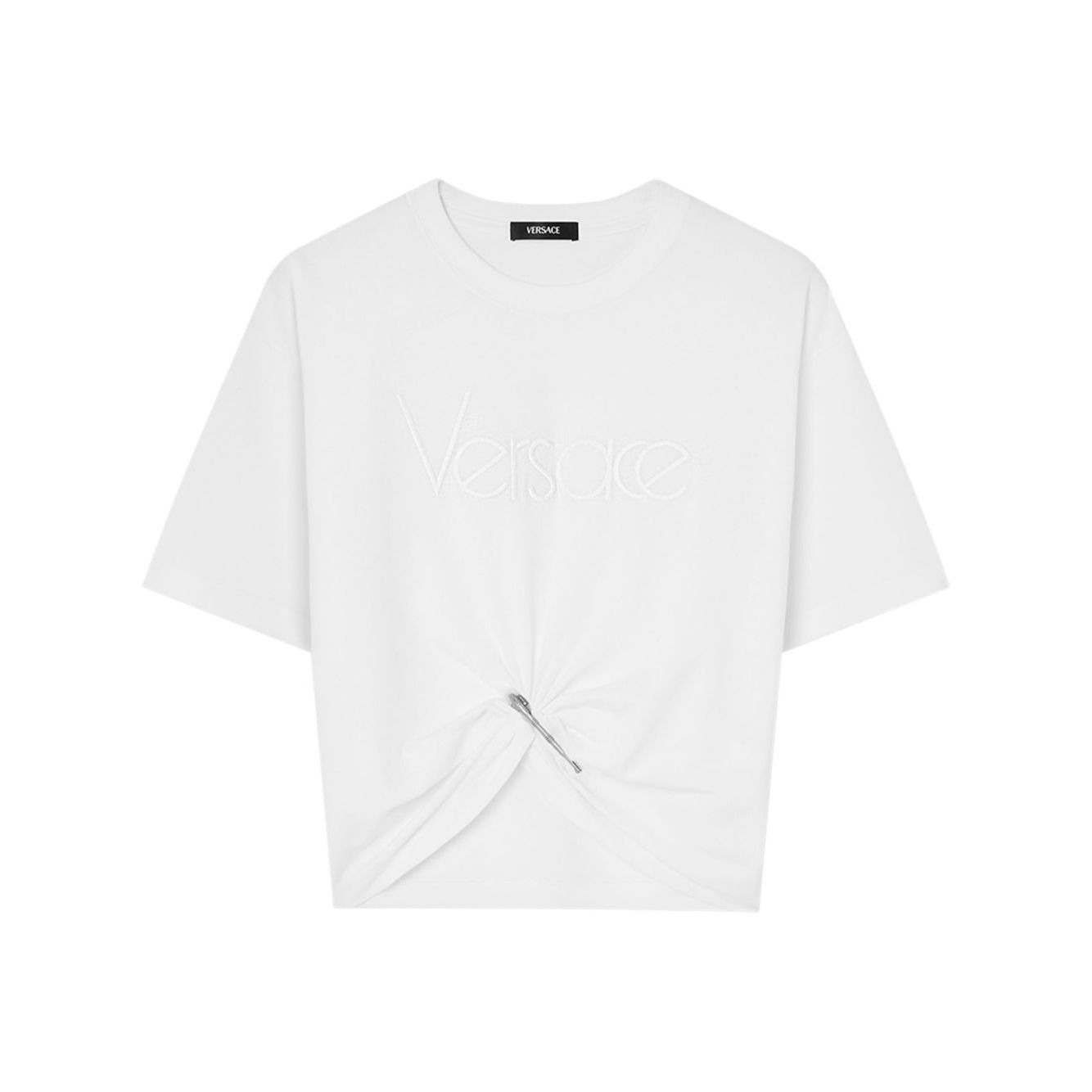 Versace logo-embroidered T-shirt in white