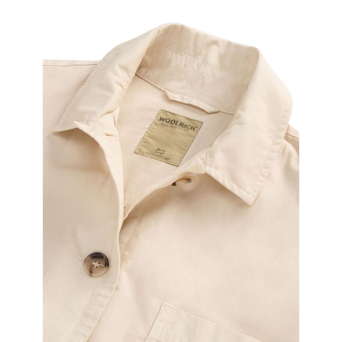 Woolrich Garment-Dyed Pure Cotton Overshirt beige