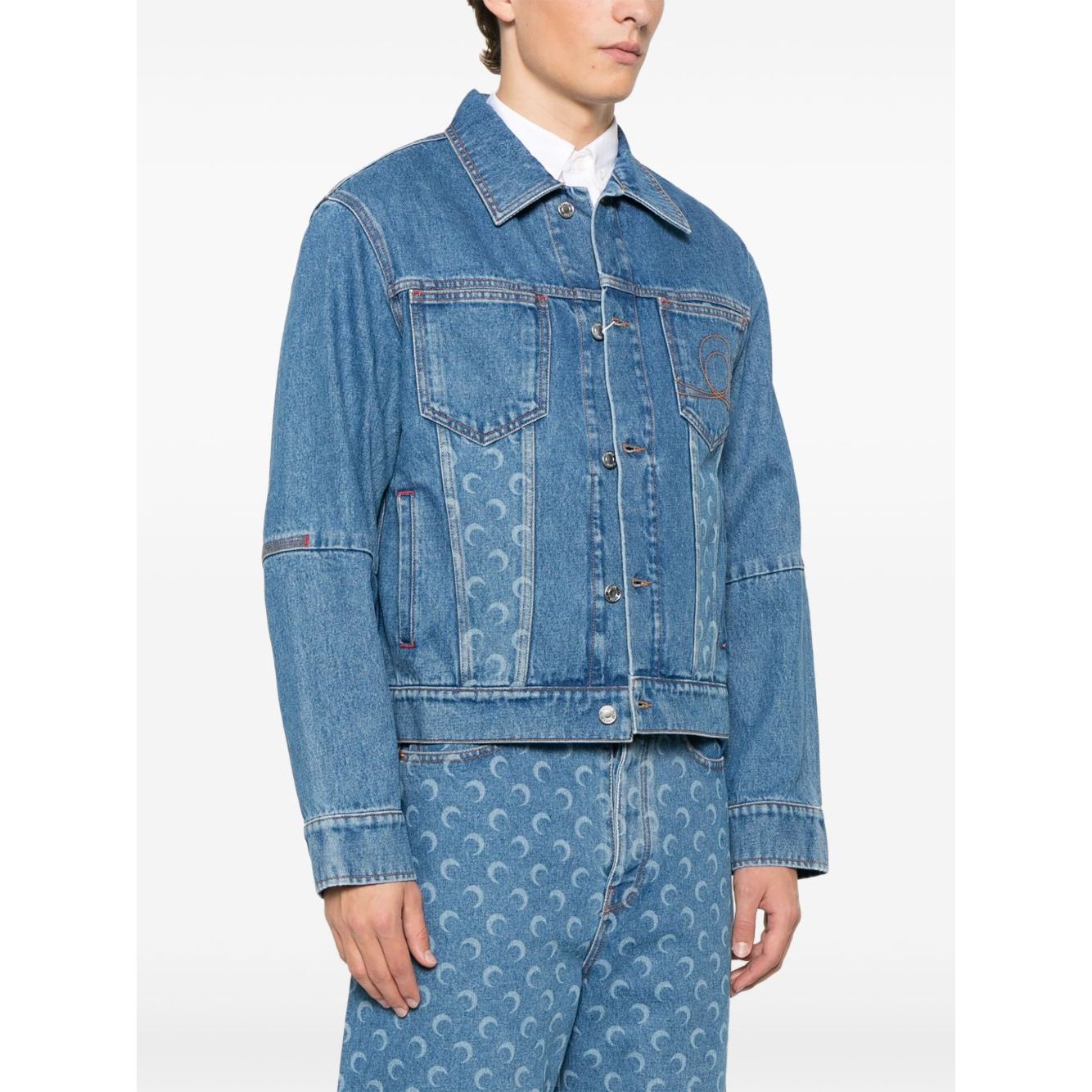 Marine Serre crescent moon-print denim jacket