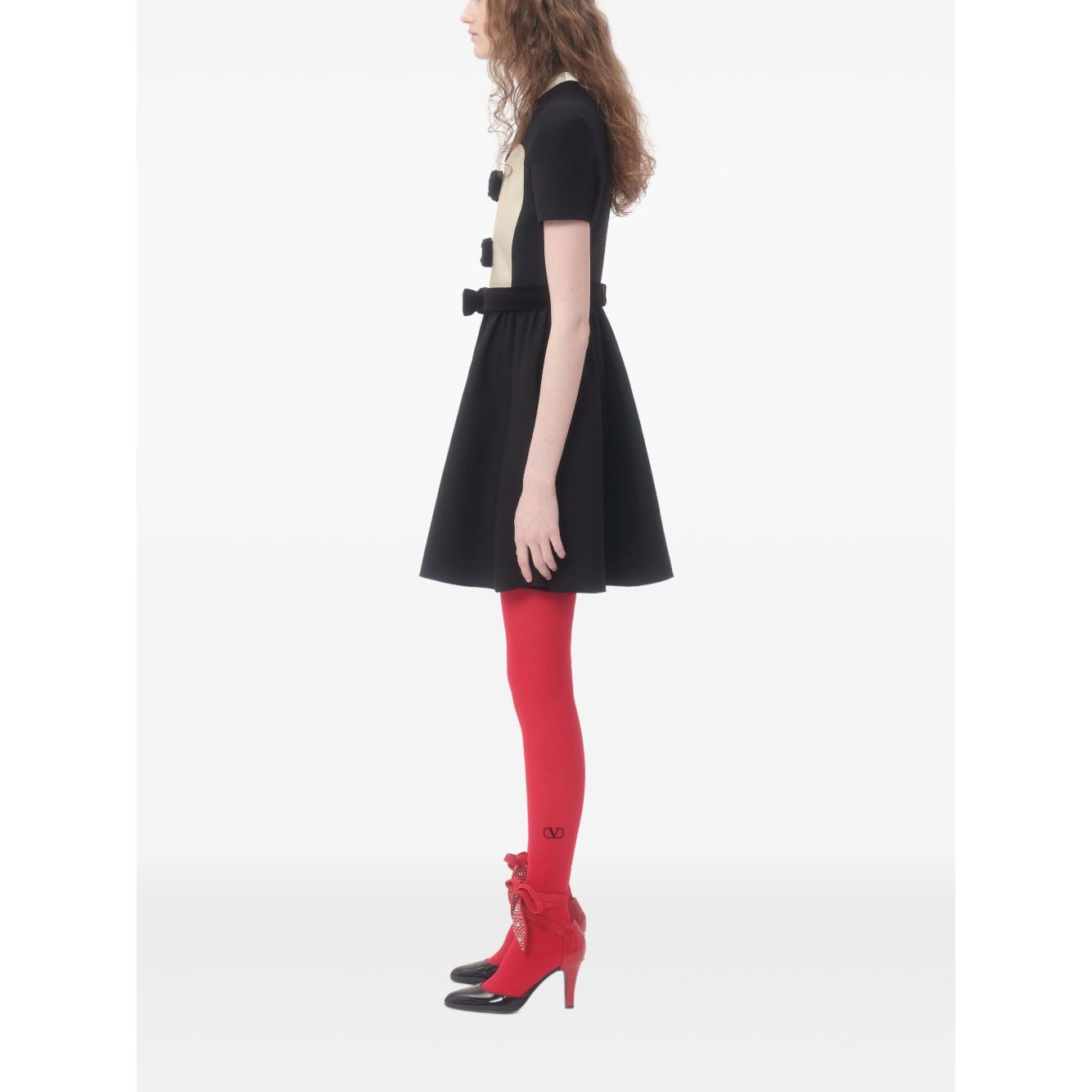 Valentino crepe couture short dress with bows