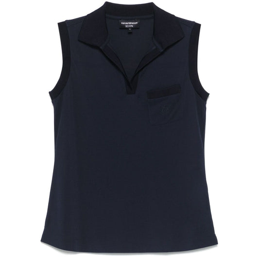 Emporio Armani Icon micro piquet crepe jersey top Topwear