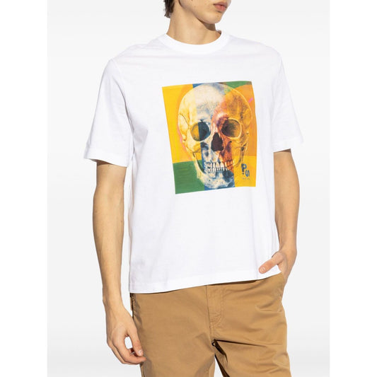 PS By Paul Smith T-shirts and Polos White with skull print, short sleeves, crew neck, cotton, worn by model, casual fit.