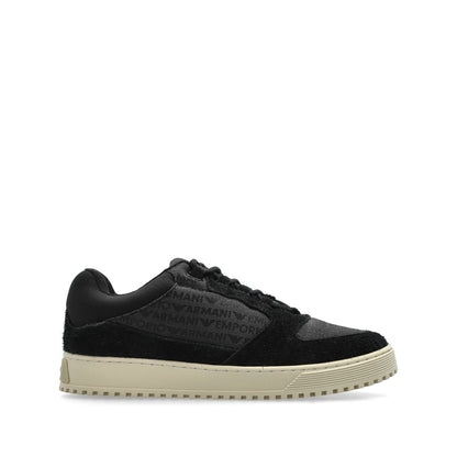 Emporio Armani Sneakers in jacquard fabric with logo lettering and suede