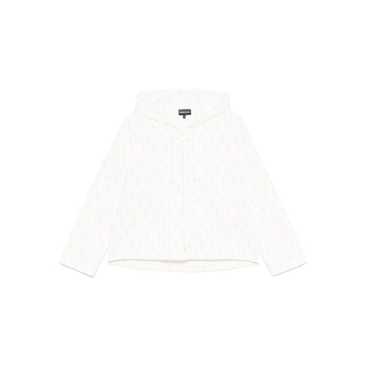 Emporio Armani Zip-up hoodie in double jersey with all-over lettering Topwear